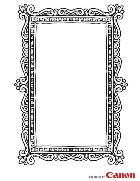 Frame 3 - Free Printable Coloring Pages..... this link has 5 different frames to choose from! Frame Design Drawing, Photo Frame Drawing, Picture Frame Tattoo, Frame Black And White, Picture Frame Template, Picture Frame Drawing, Printable Craft Templates, Frame Drawing, Frames Design