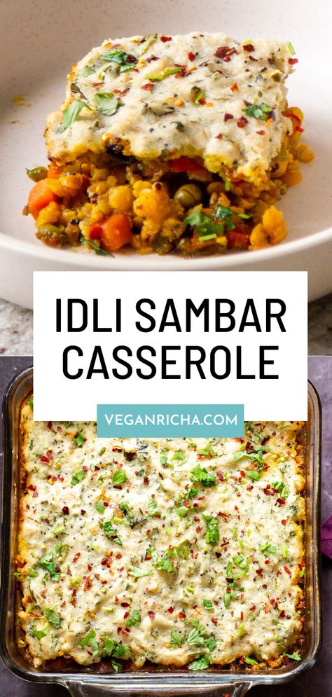 Vegan Fusion Recipes, Indian Casserole, Tasty Vegetarian Recipes Indian, Indian Lunch Ideas, Idli Sambhar, Vegetarian Casseroles, Veggie Casseroles, Indian Vegetable Recipes, Veggie Stew