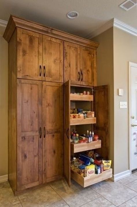 Dapur Rustic, Pantry Cabinet Free Standing, Desain Pantry, Pull Out Shelves, Kitchen Pantry Cabinets, Pantry Design, Pantry Storage, Pantry Cabinet, Kitchen Redo