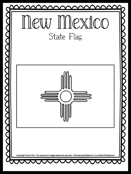 New Mexico Coloring Pages, Day Camp Activities, New Mexico Map, Us States Flags, New Mexico Flag, California State Flag, Flag Printable, Camp Activities, Social Studies Unit