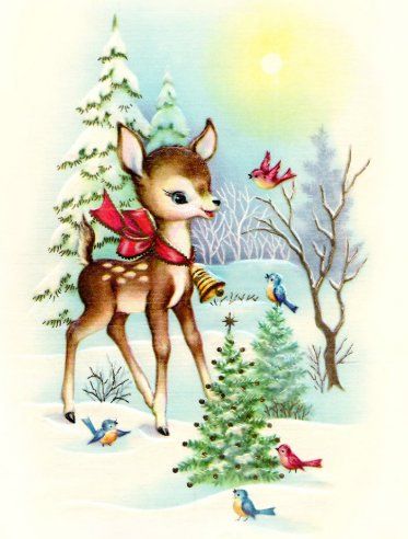 Vintage Holiday Cards, Vintage Reindeer, Vintage Christmas Greeting Cards, Vintage Christmas Images, Vintage Deer, Old Christmas, Images Vintage, Old Fashioned Christmas, A Deer