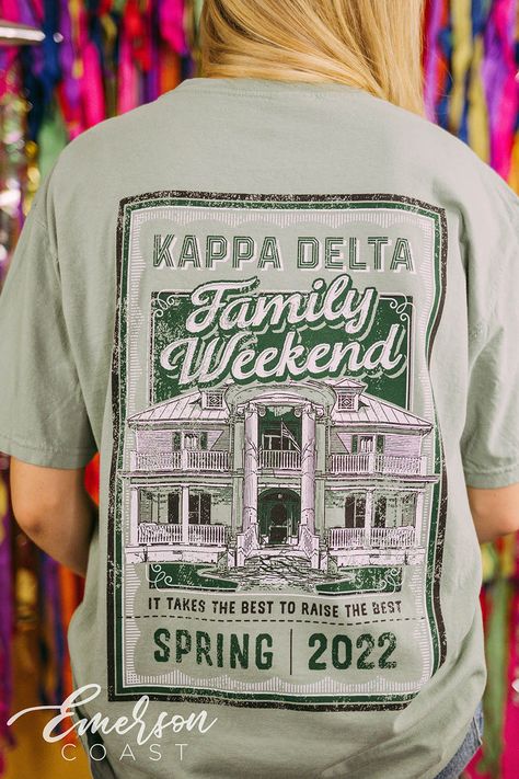 Family Weekend Shirts, Sorority Family Weekend, Axo Merch, Sorority Parents Weekend, Homecoming Shirts, Class Tshirt, Sisterhood Ideas, Class Tshirts, Sorority Family