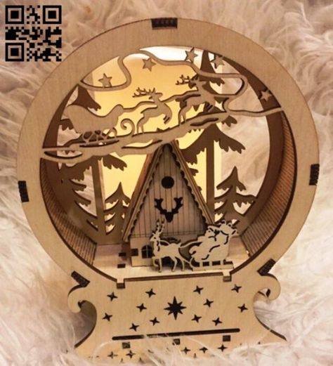 Christmas light E0011712 file cdr and dxf free vector download for laser cut- download free vector Christmas Night Light, Christmas Lamp, Christmas Sleigh, Vector Free Download, Christmas Mantels, 3d Laser, Wooden Lamp, Christmas Night, Christmas Light