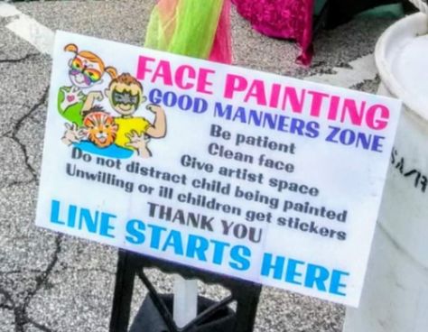 Face Paint Set Up, Face Painting Set Up, Face Painting Booth Set Up, Face Painting Sign, Samantha Face, Face Painting Booth, Face Painting Business, Stalls Ideas, Fair Setup