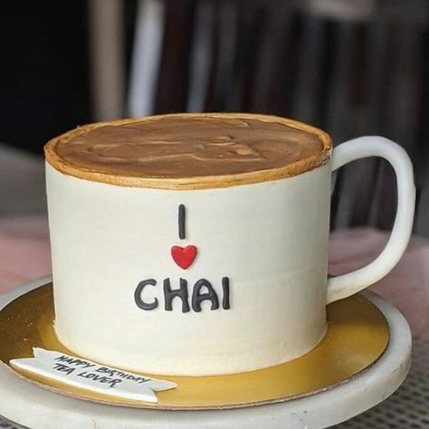 Cake For Chai Lover, Chai Lover Cake Design, Tea Cup Cakes Design, Tea Lover Cake Design, Cup Of Tea Cake Design, Chai Cake Design, Eyfs Areas, Bdy Cake, Cake Sizes And Servings