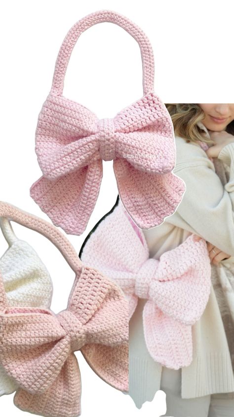 Coquette crochet bow bags perfect for girly girls 🎀🩷 Coquette Crochet, Fashion Dream Job, Crochet Bow, Crochet Fairy, Crochet Keychain Pattern, Crochet Bows, Crochet Business, Fun Crochet Projects, Diy Crochet Projects