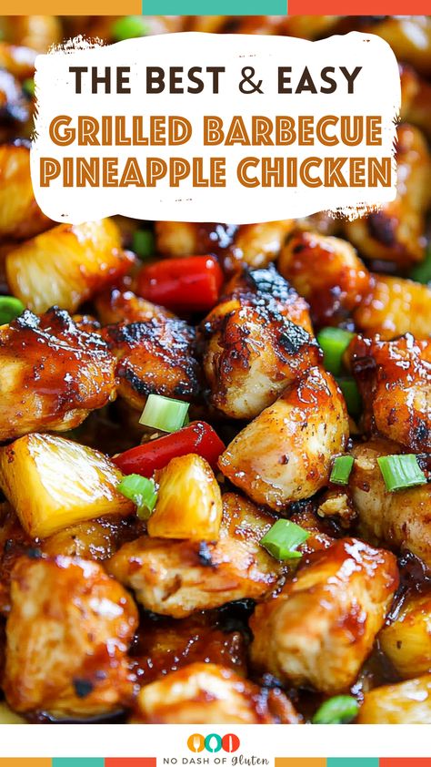 Looking for a flavorful, easy weeknight dinner? This Grilled Barbecue Pineapple Chicken is the perfect blend of sweet and savory! Juicy chicken, tangy barbecue sauce, sweet pineapple, and a kick of jalapeño make this dish a crowd-pleaser. Ready in under 40 minutes, it’s perfect for busy nights! Pin this recipe and try it today! Barbecue Pineapple Chicken, Barbecue Chicken Recipes, Barbecue Pineapple, Pineapple Bbq Chicken, Bbq Pineapple Chicken, Bacon Bbq Chicken, Pineapple Chicken Recipe, Bbq Pineapple, Chicken And Pineapple