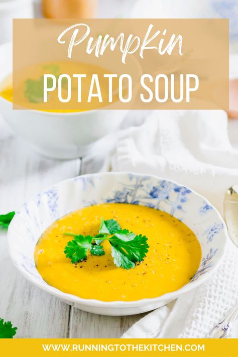 A luscious and creamy, rich and decadent pumpkin potato soup you can make entirely in the blender in under 10 minutes start to finish. No need to roast pumpkin, use pumpkin puree for an easy fall pumpkin soup that exudes all the cozy vibes to match the cooler weather. Pureed Soup, Fall Soups, Roast Pumpkin, Creamy Potato, Trending Recipes, Vegetarian Soup, Pumpkin Seasoning, Easy Soups, Pumpkin Soup