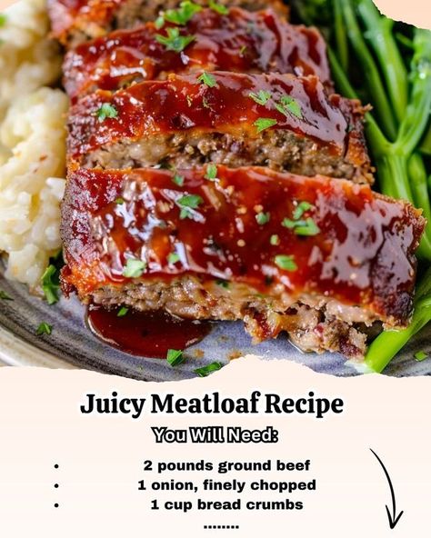 Juicy Meatloaf, Meatloaf Recipe, Meatloaf Recipes, Fresh Parsley, Bread Crumbs, Meatloaf, Parsley, 1 Cup, Ingredients Recipes