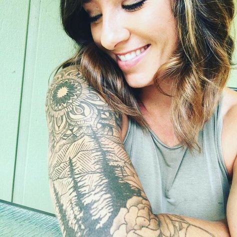 Aye Tattoo, Tattoos For Women On Thigh, Beauty Tattoo, Tattoos For Women Half Sleeve, Tattooed Women, Mountain Tattoo, Sleeve Tattoos For Women, Half Sleeve Tattoo, Nature Tattoos