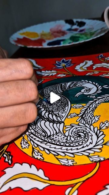 Kalamkari Painting Traditional, Indian Art Forms, Kalamkari Art, Kalamkari Painting, Painting Competition, Creative Challenge, Art Contest, Work Ideas, Gouache Painting