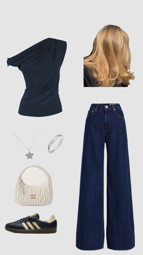 #blue#blond#darkblue Colors That Go Good With Navy Blue, Classy Navy Blue Outfit, Beige Clothes, Navy Blue Outfit, Blue Outfit, Navy Color, Dark Blue, Navy Blue, Blonde