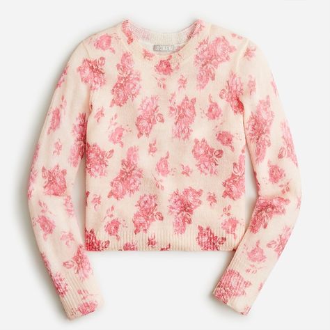 J Crew Women, Floral Sweater, Jcrew Women, Cool Sweaters, Printed Sweater, Rose Garden, Sweater Sleeves, Elegant Outfit, Crewneck Sweater