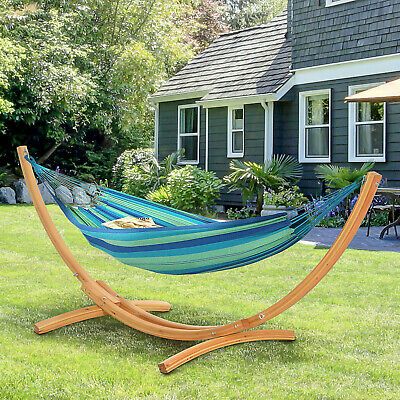 11' Wooden Hammock Stand Universal Fit Garden Picnic Camp Accessories | eBay Camp Accessories, Wooden Hammock Stand, Wooden Hammock, Hammock Chair Stand, Pergola Pictures, Garden Hammock, Porch Bedroom, Garden Picnic, Swing Design