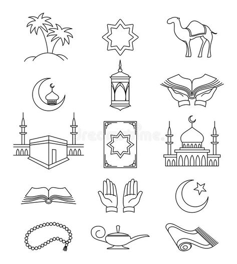 Muslim line signs for ramadan kareem. Vector muslim line signs and islamic linea , #Sponsored, #ramadan, #kareem, #Vector, #Muslim, #line #ad Muslim Sign, Islamic Doodles, Islamic Journal, Fruit Crafts, Ramadan Kareem Vector, Ramadan Decoration, Ramadan Crafts, Islamic Culture, For Ramadan