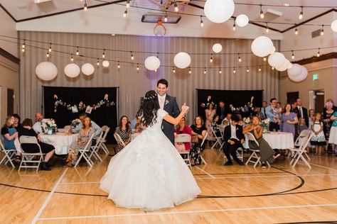 Planning to have your wedding reception in a church gym or cultural hall? We love these decoration ideas! Best Utah wedding photographer, bride and groom, Utah wedding, wedding photo inspiration, Latter-day wedding reception, wedding decor ideas, summer wedding inspiration, LDS wedding. Wedding Reception In Church Gym, Lds Church Wedding Reception Gym, Lds Reception Cultural Hall, Lds Chapel Wedding Receptions, Lds Cultural Hall Wedding Reception, Gymnasium Wedding Reception, Church Wedding Reception Decorations, Church Gym Wedding Reception, Church Hall Wedding Reception