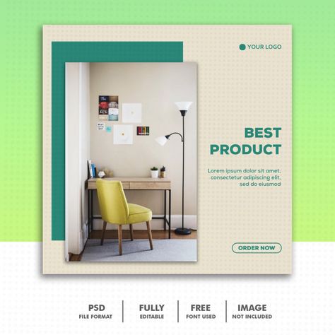 Decor Social Media Design, Furniture Sale Poster, Offer Post Design, Web Design Inspiration Layout, Product Banner, Furniture Graphic, Interior Design Template, Template Green, Sale Template