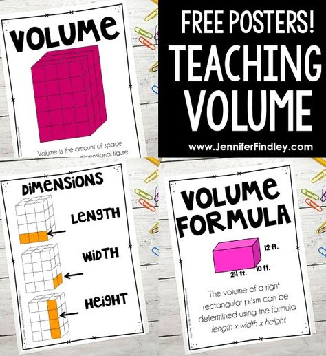 Teaching Volume - (Free Volume Hands-on Activity and Posters) - Area And Volume Activities, Hands On Volume Activities, Teaching Volume 5th Grade, Volume 5th Grade Math, Volume Anchor Chart 5th Grade, Volume Activities 5th Grade, Volume Math Activities, 5th Grade Geometry, Volume Lessons