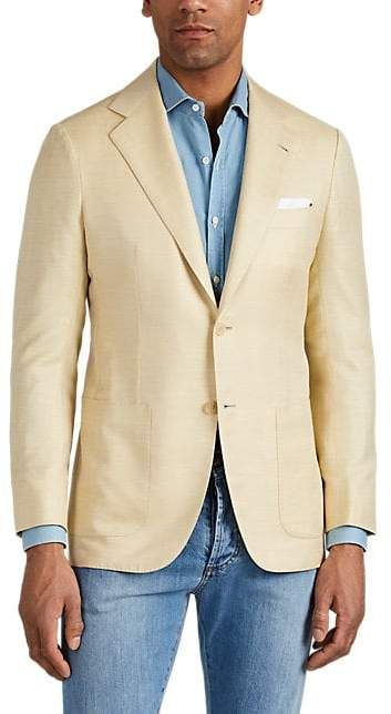 Kiton Men's KB Cashmere-Blend Two-Button Sportcoat - Light, Pastel yellow Yellow Suit, Men Suit, Silk Print Dress, Pastel Yellow, Summer Fabrics, Barneys New York, Buy Dress, Sport Coat, Mens Clothing Styles