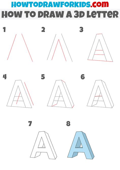 How To Draw Letters Fonts Step By Step, How To Do Bubble Letters Step By Step, 3d Alfabet Drawing, How To Draw 3d Letters Step By Step, How To Draw 3d Letters, How To Draw Letters, Draw 3d Letters, 3d Writing, Fonts To Draw