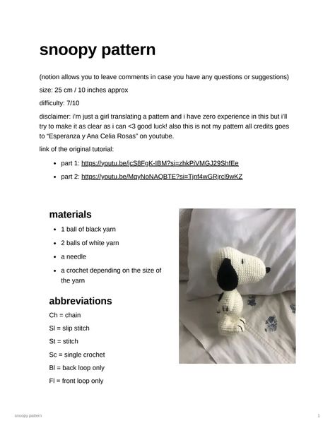 snoopyyyy Toy Videos, Tail And Ears, Snoopy Gifts, Snoopy Plush, Crochet Dog Patterns, Crochet Christmas Gifts, Crochet Stitches Guide, Beginner Crochet Projects, Crochet Bookmarks