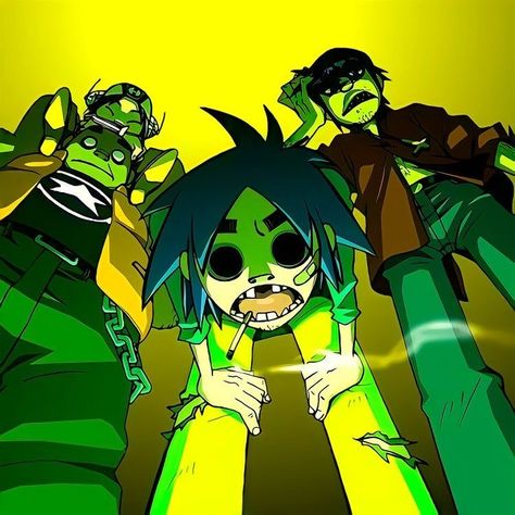 Oh Great, Gorillaz, Fun Games, Group Chat, Cartoon Characters, Yellow, Green