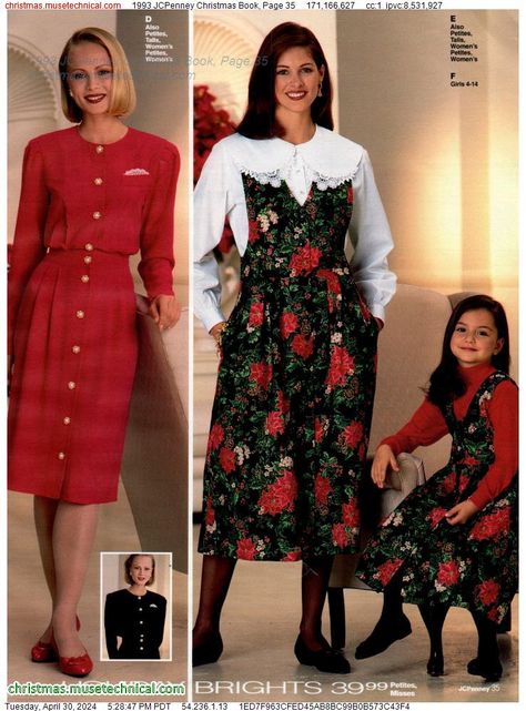 1993 JCPenney Christmas Book, Page 35 - Catalogs & Wishbooks Christmas Outfit Aesthetic, Vintage Christmas Dress, Christmas Attire, 80s Prom Dress, 1960 Fashion, Outfit Retro, 90s Inspired Outfits, Elegant Outfit Classy, Fashion Themes