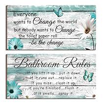 Farmhouse Toilet, Teal Bathroom Accessories, Rustic Wooden Signs, Theme Bathroom, Teal Bathroom, Relaxing Bathroom, Wood Wall Plaques, Bathroom Rules, Beach Theme Bathroom