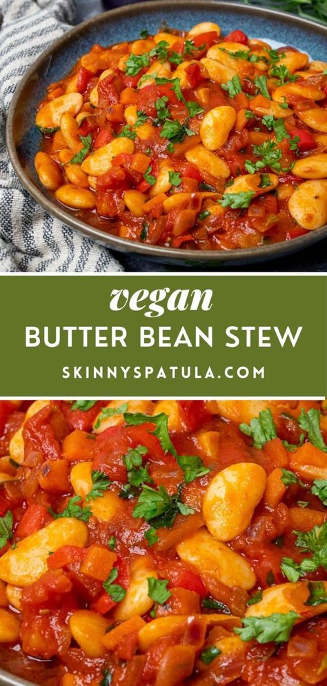 Butter Bean Stew, Beans Recipe Healthy, Butter Bean Soup, Butter Beans Recipe, Easy Butter, Bean Stew, Vegetable Stew, Tasty Vegetarian Recipes, Vegan Soups