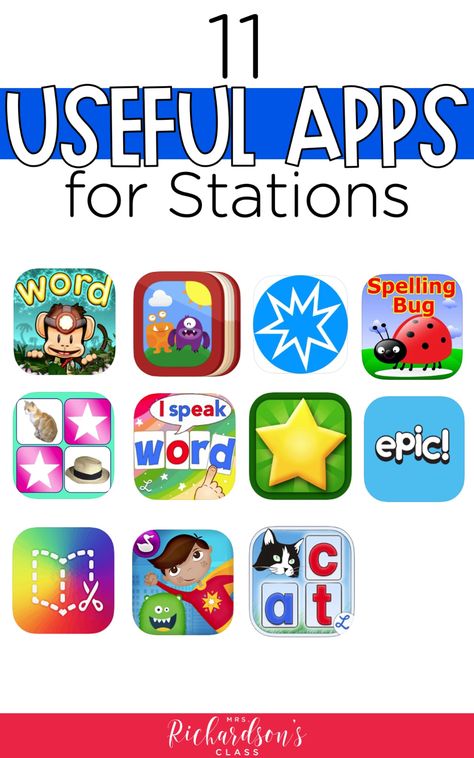 Boost your kindergarten, first, and second grade students' skills in phonics, sight words, reading, and writing with these top apps for literacy stations. You'll love them all, especially the FREE ones! Phonics Apps, Phonics Sight Words, Best Learning Apps, Sensory Classroom, Useful Apps, Elementary Technology, Math Apps, Computer Literacy, Phonics Free