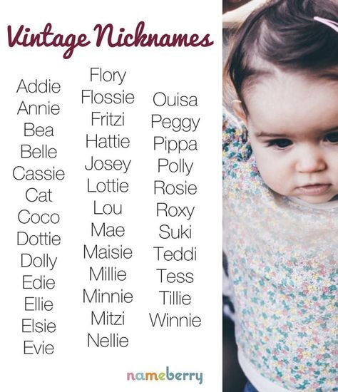 Vintage nicknames for girls can make charming short forms for classic names or stand on their own. Name For, Sweet Girl Names, Names With Nicknames, Nicknames For Girls, Stand Out, Child Sleep, Vintage Names, Baby Name List