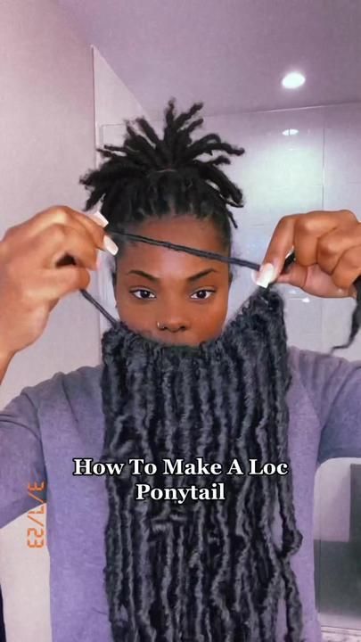 Dej With The Locs 💕 on TikTok Frizzy Loc Styles, Extended Loc Ponytail, Diy Loc Styles, Microloc Journey, Loc Ponytail, Natural Locs, Faux Hair, Drawstring Ponytail