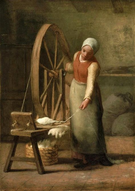 millet, jean-françois - Standing Spinner | Jean-François Mil… | Flickr Jean Francois Millet, Barbizon School, Henri Fantin Latour, American Impressionism, Mary Cassatt, Camille Pissarro, Oil Canvas, Realism Art, Spinning Wheel