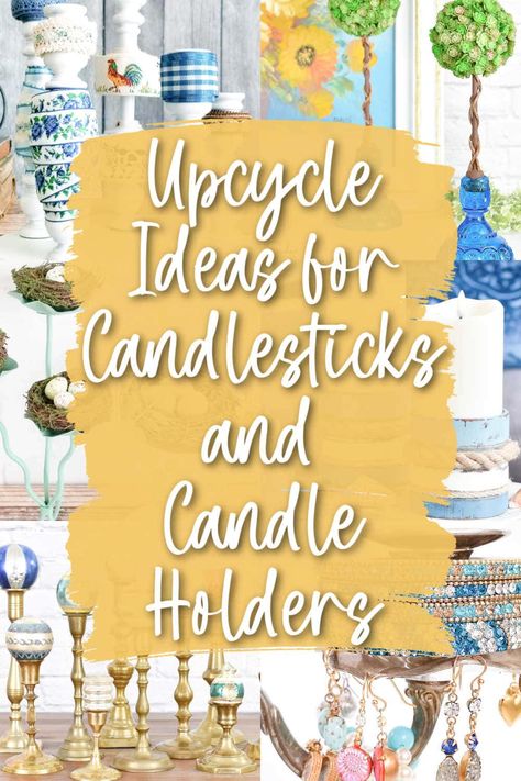 Candlestick Repurpose, Diy Hat Stand, Candlestick Makeover, Diy Wooden Candle, Upcycled Candle Holders, Repurposed Candle Holders, Candle Repurpose, Wooden Candle Stand, Diy Candle Sticks