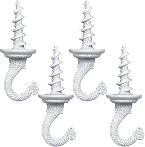 Amazon.com: Hanging Ceiling Hooks Wall Swag Hook Driller Hook for Plants Chandelier Indoor and Outdoor (White, 2 Pieces) : Everything Else Ceiling Hooks, Adhesive Wall Hooks, Swag Lamp, Hanging Ceiling, Ceiling Installation, White Chandelier, Utility Hooks, Ornament Hooks, White Ceiling