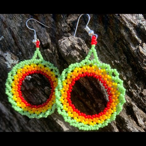 Earrings Huichol Art Mexican Handmade Made In Mexico 2” E-46 3d Earrings, Huichol Art, Bead Work, Crochet Earrings, Size 2, Jewelry Earrings, Women Jewelry, Beads, Crochet