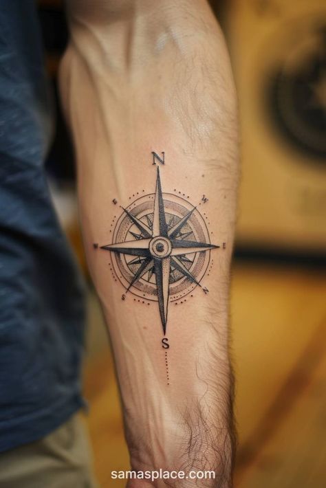 Arm Tattoo Men Biceps, Tattoo Ideas For Men Forearm Creative, World Map Tattoo Men, Forearm Tattoos For Guys With Meaning, Men Compass Tattoo Ideas, Unique Men Tattoos, Forarms Tattoo Designs Men, Inner Forearm Tattoo Men Unique, Back Of Arm Tattoo Men