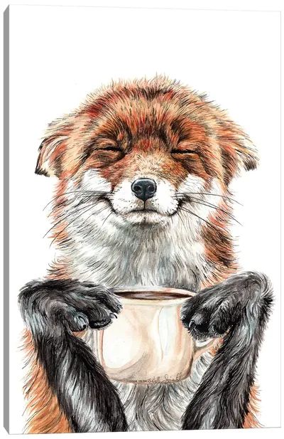 Abstract Fox, Happy Fox, Coffee Art Print, Prints Abstract, Wall Art Plaques, Wall Pictures, Animal Posters, Stupell Industries, Arte Animal