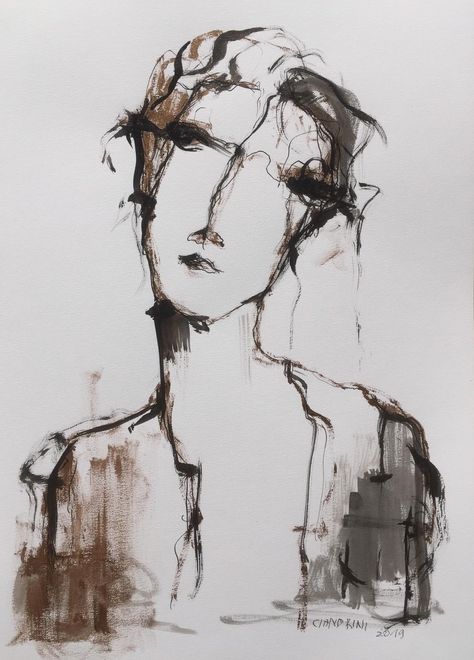 Unique Sketches, Contemporary Art Work, Artworks Ideas, Contemporary Drawings, Abstract Figure Art, Abstract Portraits, Artists Studios, Contemporary Drawing, Abstract Portrait Painting