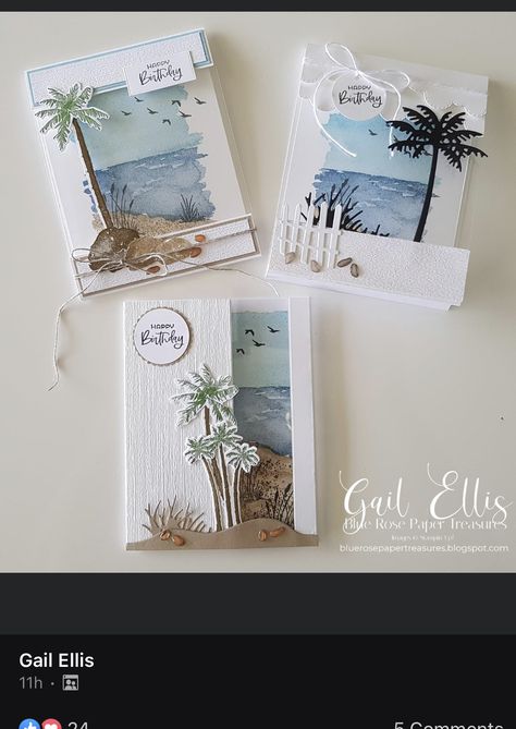 Gail Ellis, Nautical Cards, Beach Cards, Masculine Birthday Cards, Making Greeting Cards, Beach Scene, Stamping Up Cards, Card Tutorials, Creative Cards