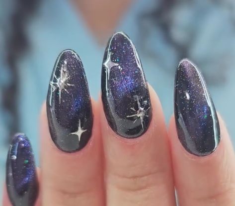 Night Sky Nails, Sky Nails, Light Nails, Cat Eye Nails, Night Sky, Night Skies, Nail Inspo, Cat Eye, Gel Nails