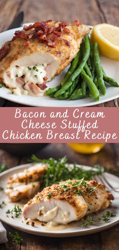 Bacon and Cream Cheese Stuffed Chicken Breast Recipe Stuffed chicken breasts are one of those recipes that feel fancy but are incredibly easy to make. The combination of juicy chicken, crispy bacon, and creamy cheese is pure comfort food at its finest. Bacon and cream cheese stuffed chicken breasts are perfect for a weeknight meal, […] Fancy Chicken Breast Recipes, Stuff Chicken Breast Recipes, Bacon Stuffed Chicken Breast, Rolled Lasagna, Bacon Stuffed Chicken, Boneless Chicken Breast Recipes Easy, Cream Cheese Stuffed Chicken Breast, Stuffed Chicken Breast Recipes, Stuffed Chicken Recipes