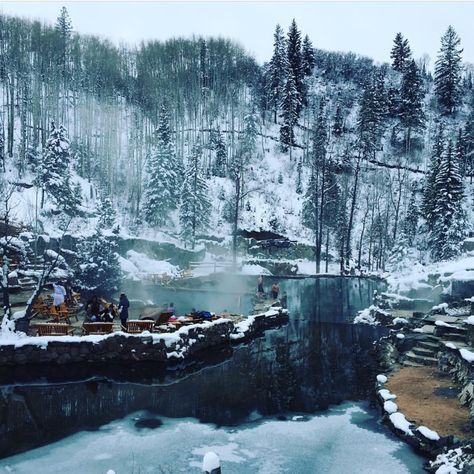 Strawberry Park Hot Springs in Steamboat Sprigs, CO. Beautiful in the winter. Hot Springs In Colorado, Winter Bachelorette Party, Winter Bachelorette, Steamboat Colorado, Spruce Trees, Bachelorette Party Destinations, Steamboat Springs Colorado, Road Trip To Colorado, Tent Site