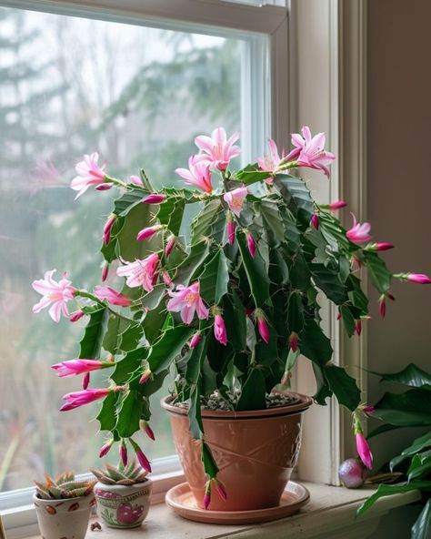 Follow these steps to trigger your Christmas Cactus to bloom Christmas Cactus Flower, Edible Landscape, Characters Aesthetic, Edible Landscaping, Low Light Plants, Christmas Cactus, Blooming Plants, Flower Display, Cactus Flower