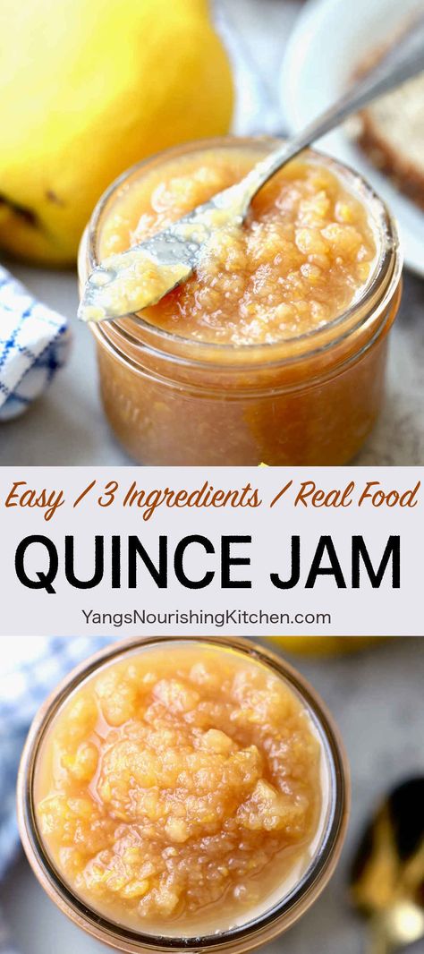 Quince Jam (Easy, 3 Ingredients) Quince Jam Recipe, Quince Jam, Quince Recipes, Quince Jelly, Gluten Free Sauces, Jam Recipe, Fig Jam, Chutney Recipes, Seasonal Food