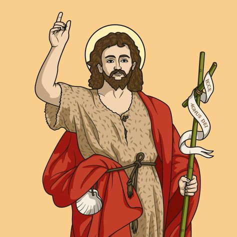 Catholic Orders, Saint John The Baptist, Jesus Graphic, St John The Baptist, Jesus Christ Artwork, Saint John, John The Baptist, Catholic Art, Color Vector