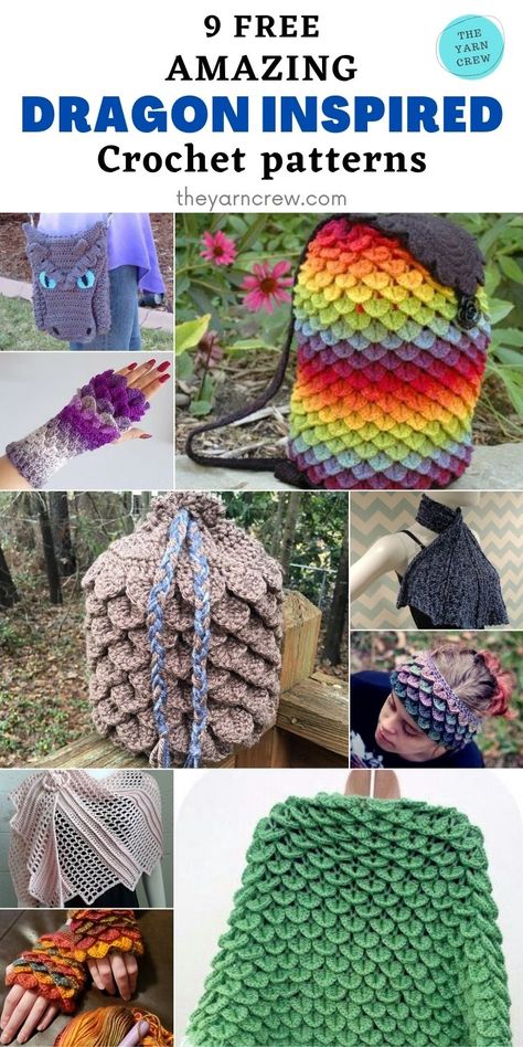 Impressive Crochet Projects, Magical Crochet Patterns, Crochet Scales Pattern, Crochet Dragon Bag, Dragon Stitch Crochet, Crochet Dragon Blanket Pattern Free, Crochet Pagan Free Pattern, Crochet Thigh Bag, Knit Dragon Pattern Free