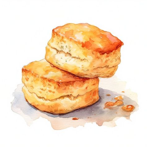 Scones Drawing, Scones Illustration, Flour Illustration, Pastries Drawing, Baking Watercolor, Bakery Illustration, Possum Magic, Scones And Jam, Dessert Drawing