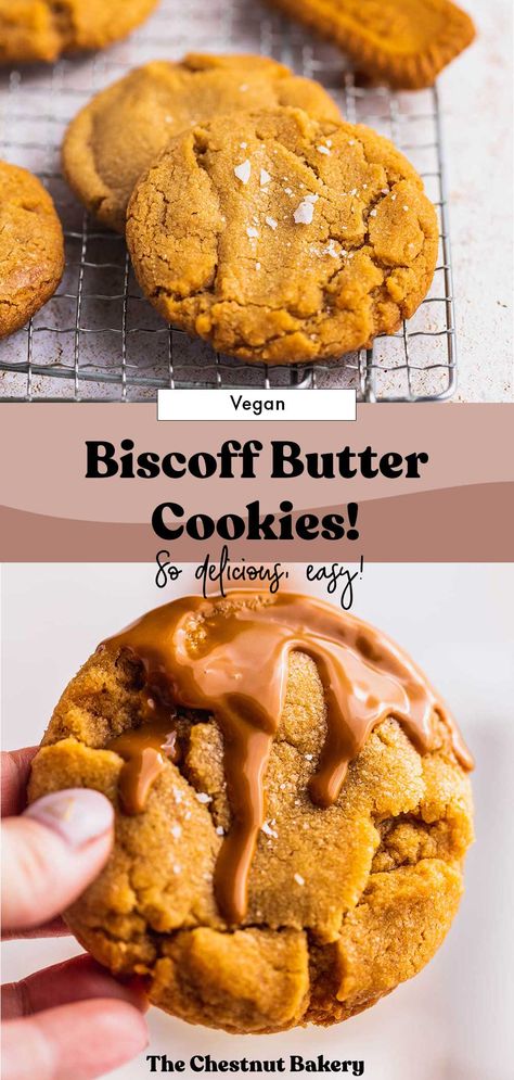 Vegan Danish Butter Cookies, Easy Biscoff Dessert Recipes, Gluten Free Biscoff Cookies, Vegan Butter Pecan Cookies, Vegan Biscoff Dessert, Vegan Recipes Cookies, Healthy Cookie Butter, Vegan Chewy Cookies, Biscoff Vegan Recipes