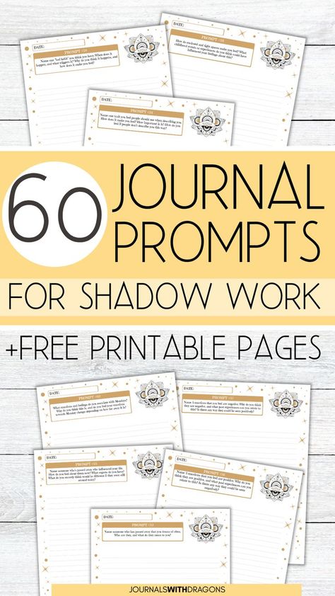 Learn how to use Shadow Work prompts to start your journey of self-healing, development and growth even as a complete beginner with this detailed Shadow Work journaling guide. Use the free printable included with 60+ journal prompts designed to help you dig deep into your emotions. Find ideas, inspiration and tips to help you practise compassion, acceptance and forgiveness | diy journal, journal ideas, planner ideas, journal page ideas Healing Journal Ideas, Deep Shadow Work, Journal Prompts For Beginners, Journaling Guide, Shadow Work Prompts, Work Journal Prompts, Shadow Work Journal Prompts, Shadow Work Spiritual, Shadow Work Journal